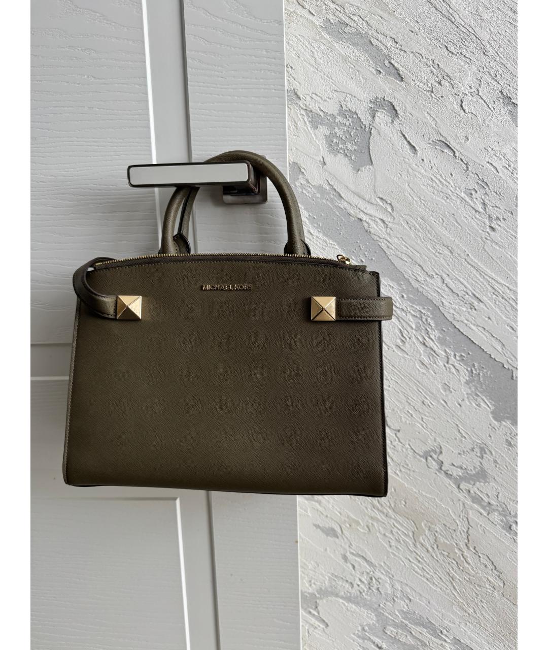 MICHAEL KORS Хаки кожаная сумка тоут, фото 5