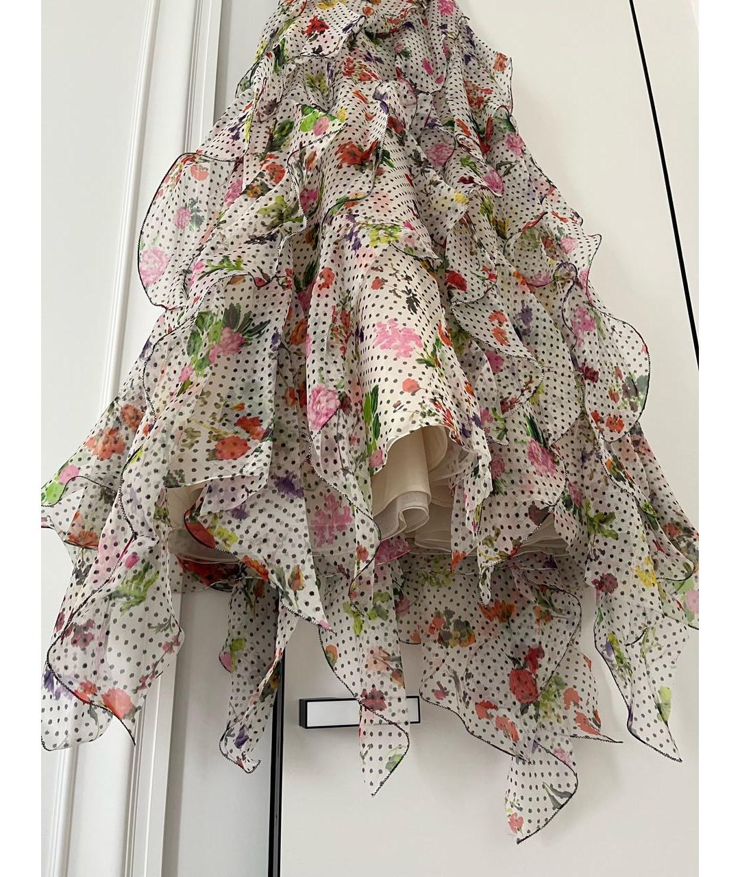OSCAR DE LA RENTA Мульти шелковое вечернее платье, фото 4