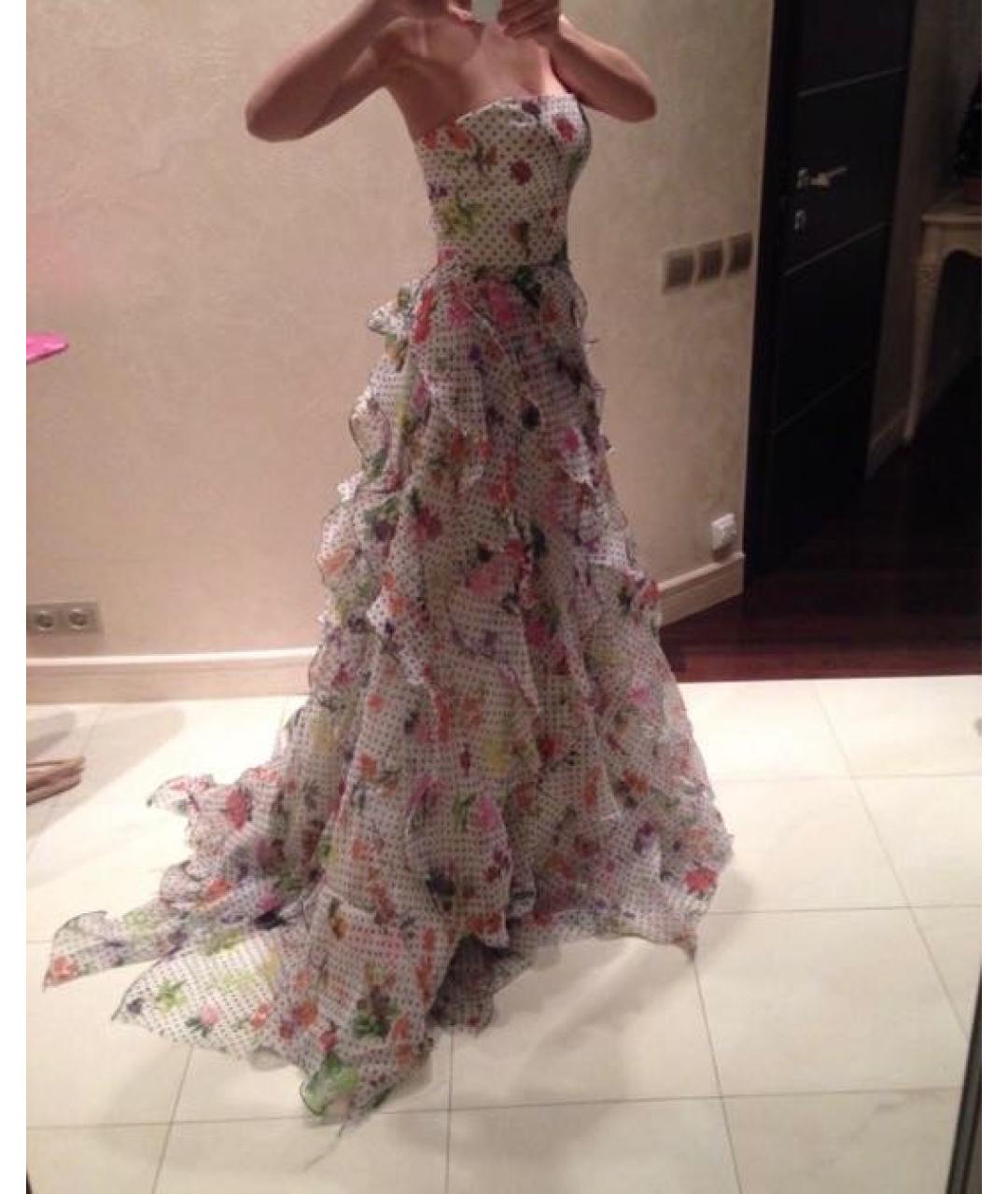 OSCAR DE LA RENTA Мульти шелковое вечернее платье, фото 7