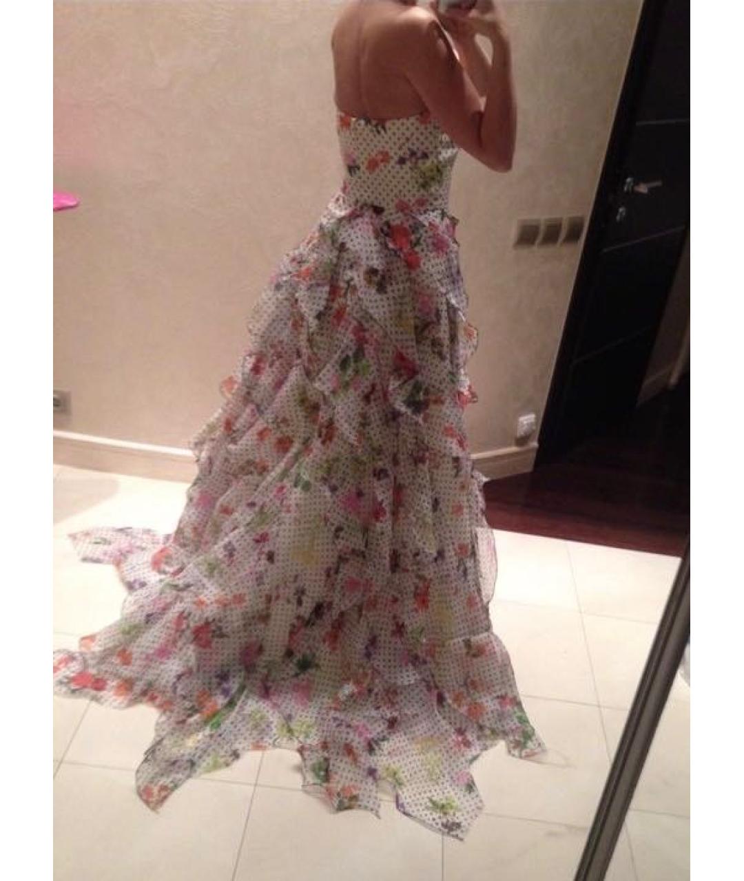 OSCAR DE LA RENTA Мульти шелковое вечернее платье, фото 5