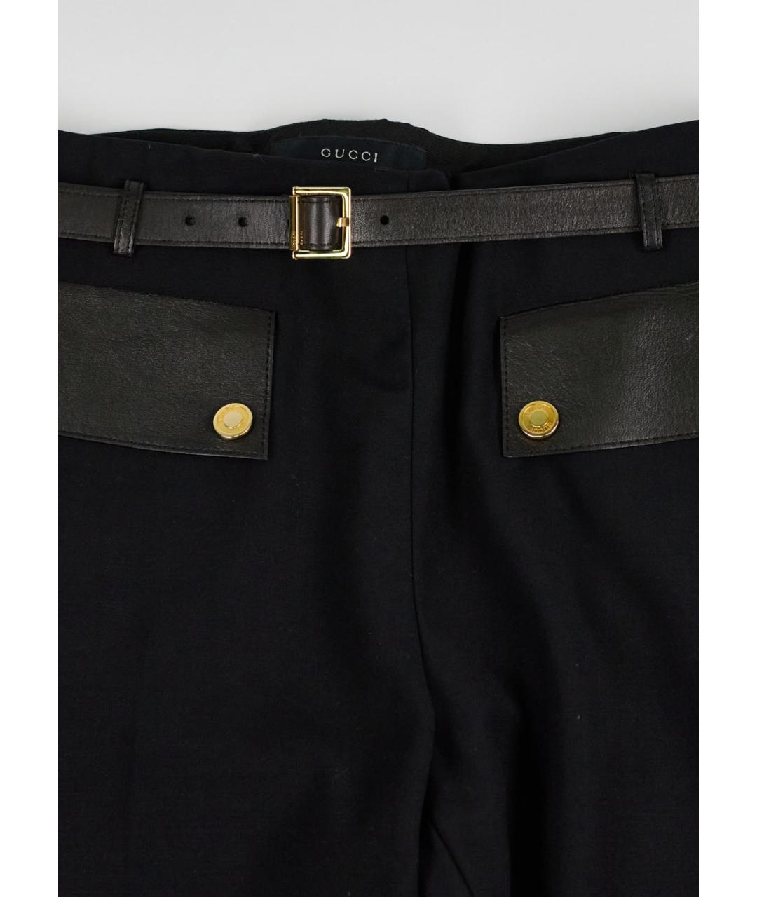 GUCCI Черные шерстяные прямые брюки, фото 4