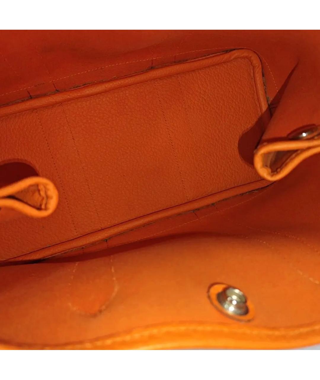 HERMES Оранжевая кожаная сумка тоут, фото 5