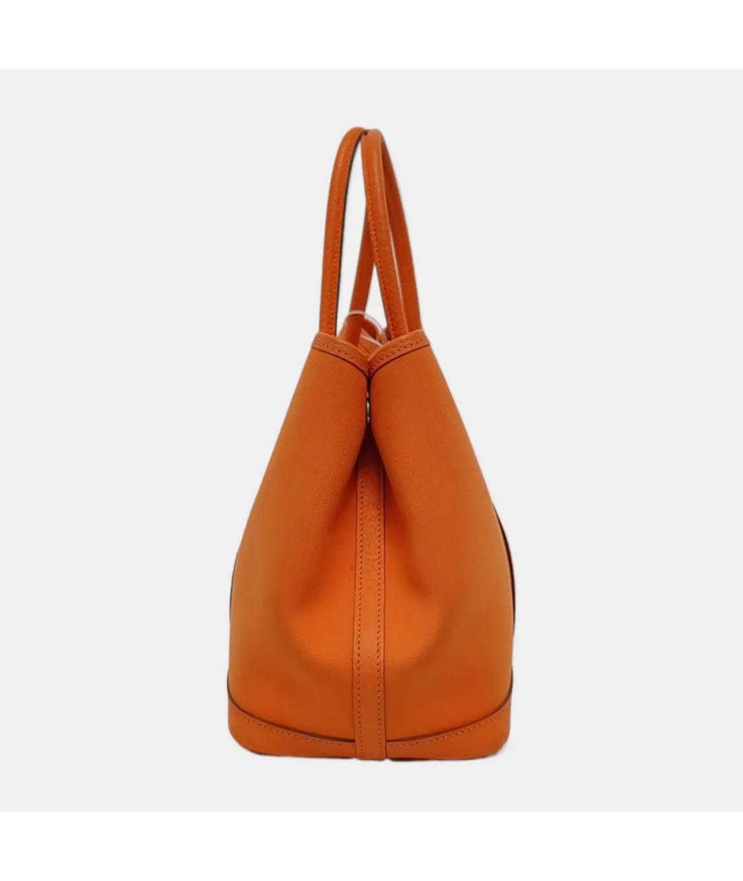 HERMES Оранжевая кожаная сумка тоут, фото 3