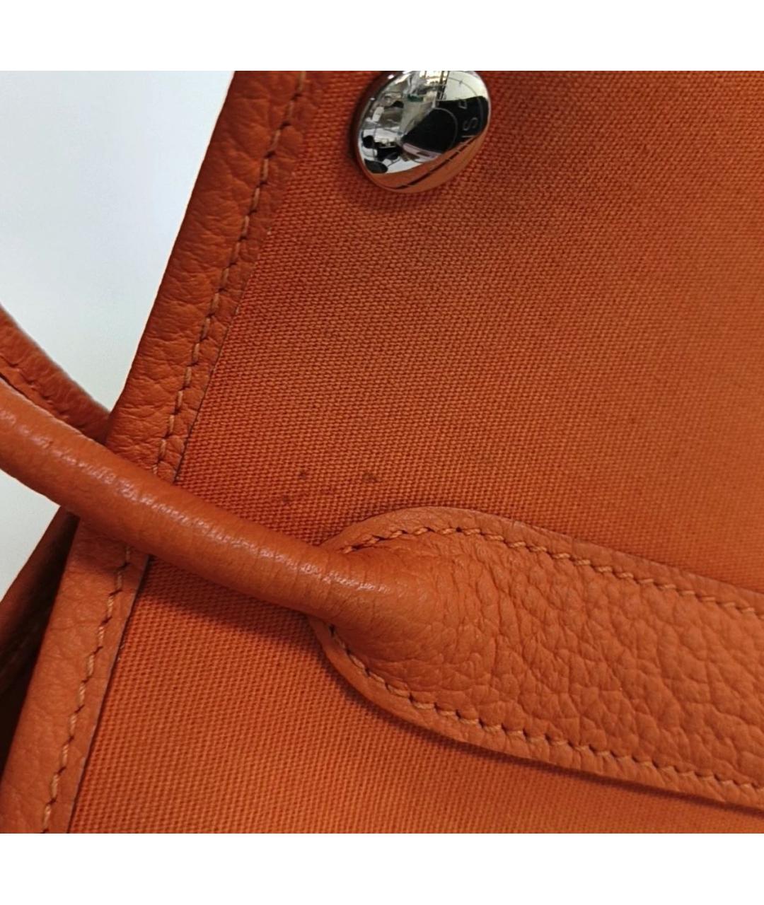 HERMES Оранжевая кожаная сумка тоут, фото 6