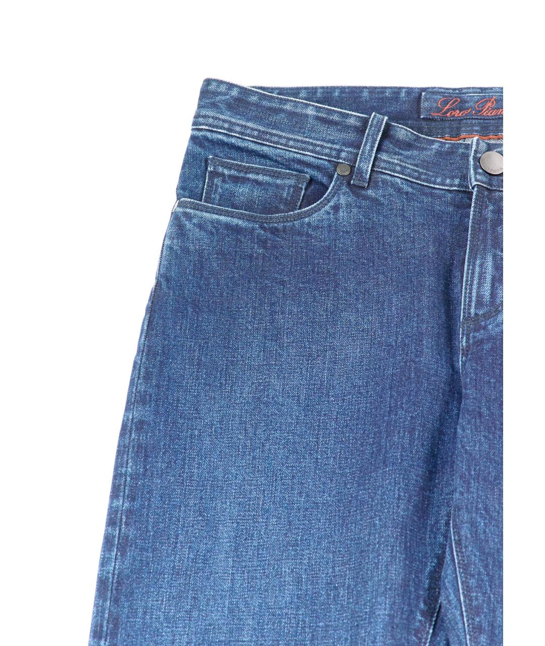 LORO PIANA Синие хлопко-эластановые прямые джинсы, фото 5
