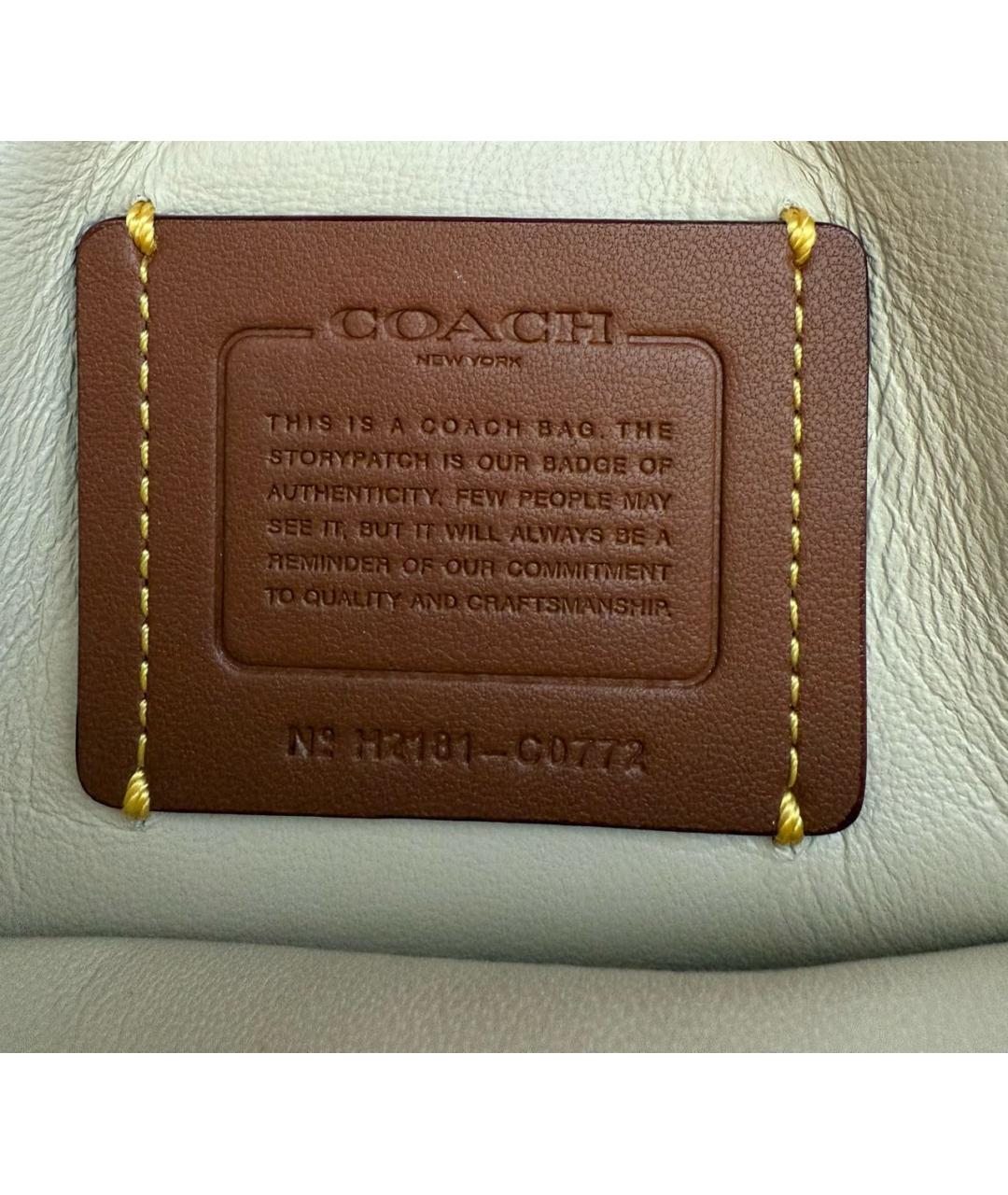 COACH Бежевая кожаная сумка через плечо, фото 7