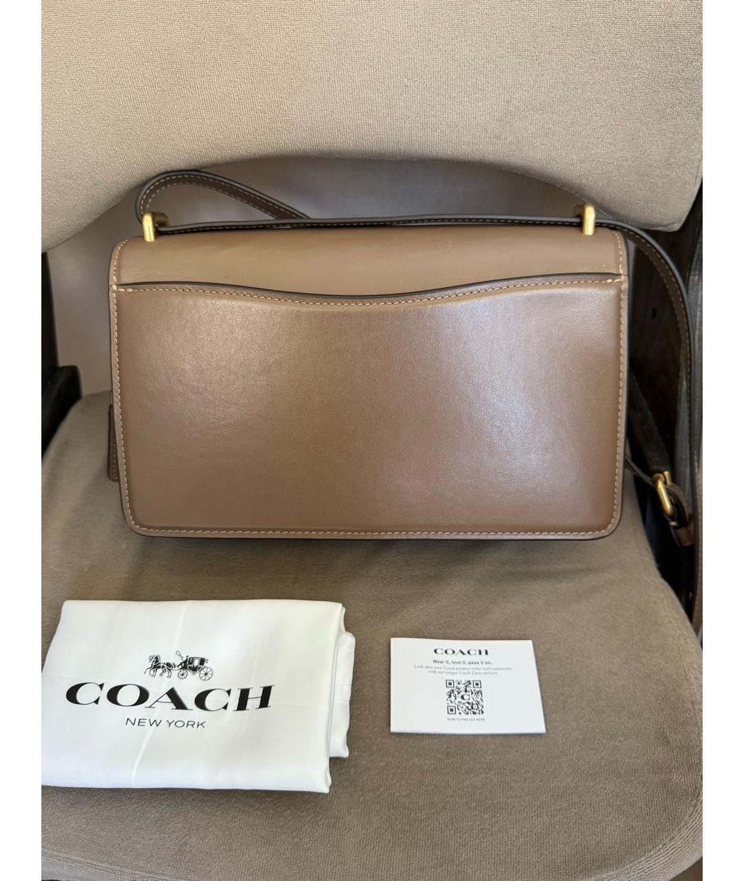 COACH Коричневая кожаная сумка через плечо, фото 8