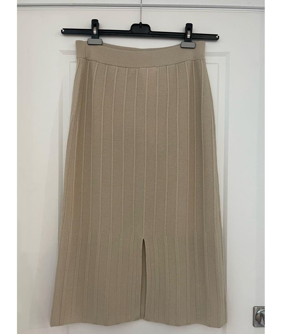 MAX MARA Бежевая шерстяная юбка миди, фото 2