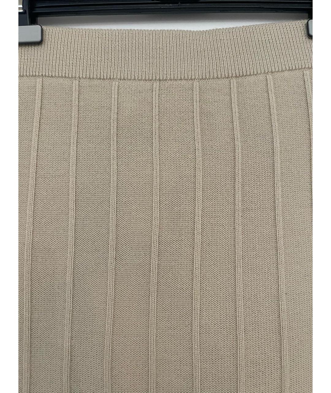 MAX MARA Бежевая шерстяная юбка миди, фото 4