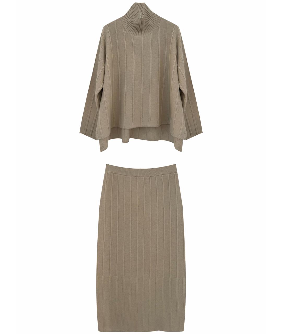 MAX MARA Бежевый шерстяной костюм с юбками, фото 1