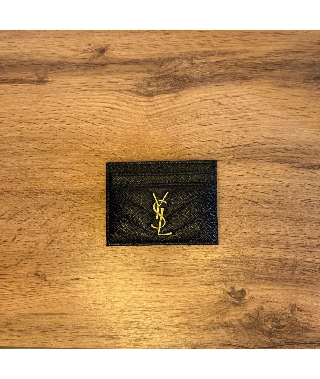 SAINT LAURENT Черный кожаный кардхолдер, фото 6