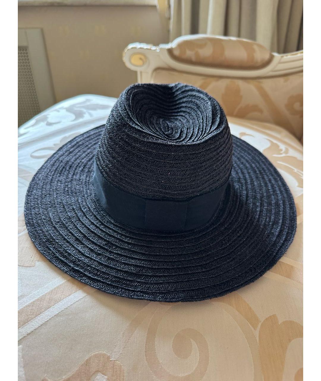 CHANEL Черная соломенная шляпа, фото 2
