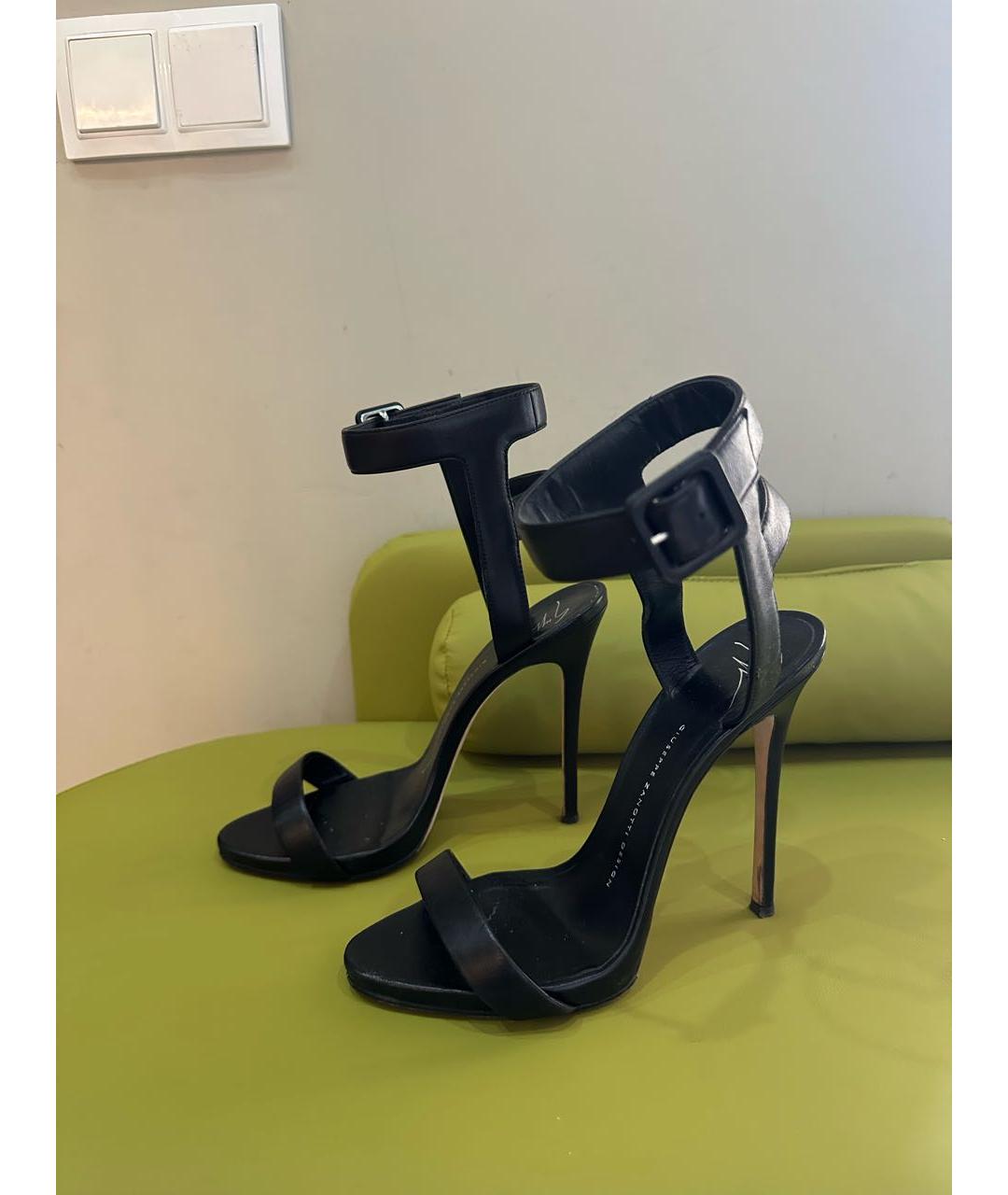 GIUSEPPE ZANOTTI DESIGN Черные кожаные босоножки, фото 8