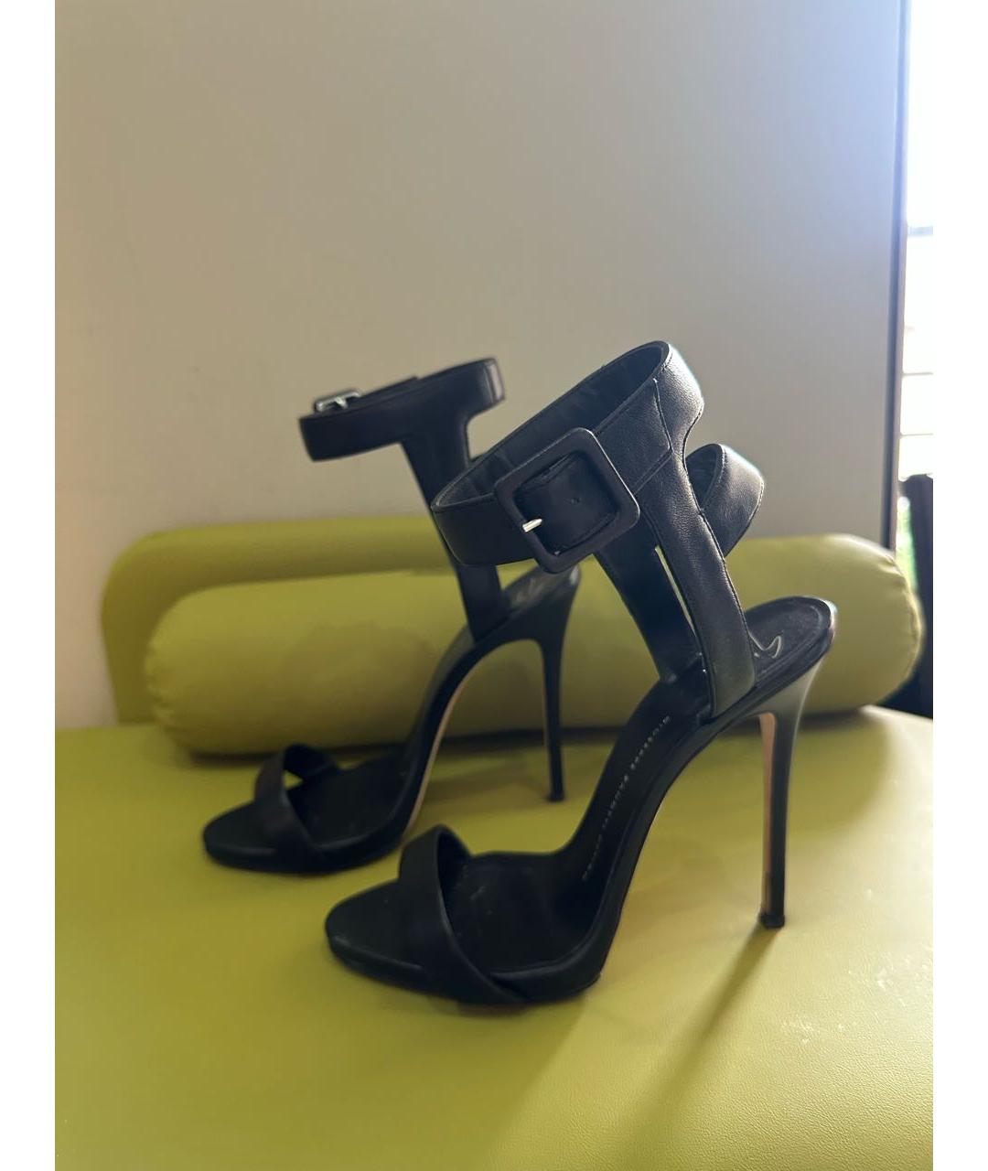 GIUSEPPE ZANOTTI DESIGN Черные кожаные босоножки, фото 2