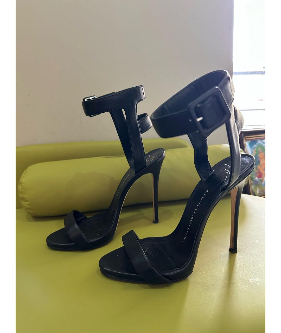 GIUSEPPE ZANOTTI DESIGN Черные кожаные босоножки, фото 3