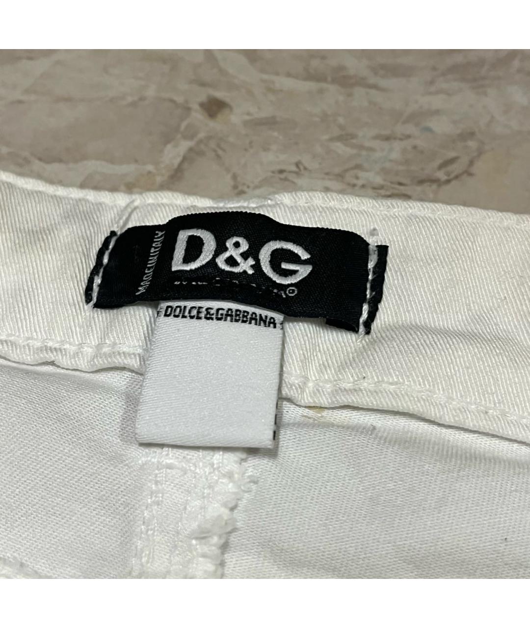 DOLCE&GABBANA Белые хлопковые джинсы клеш, фото 8