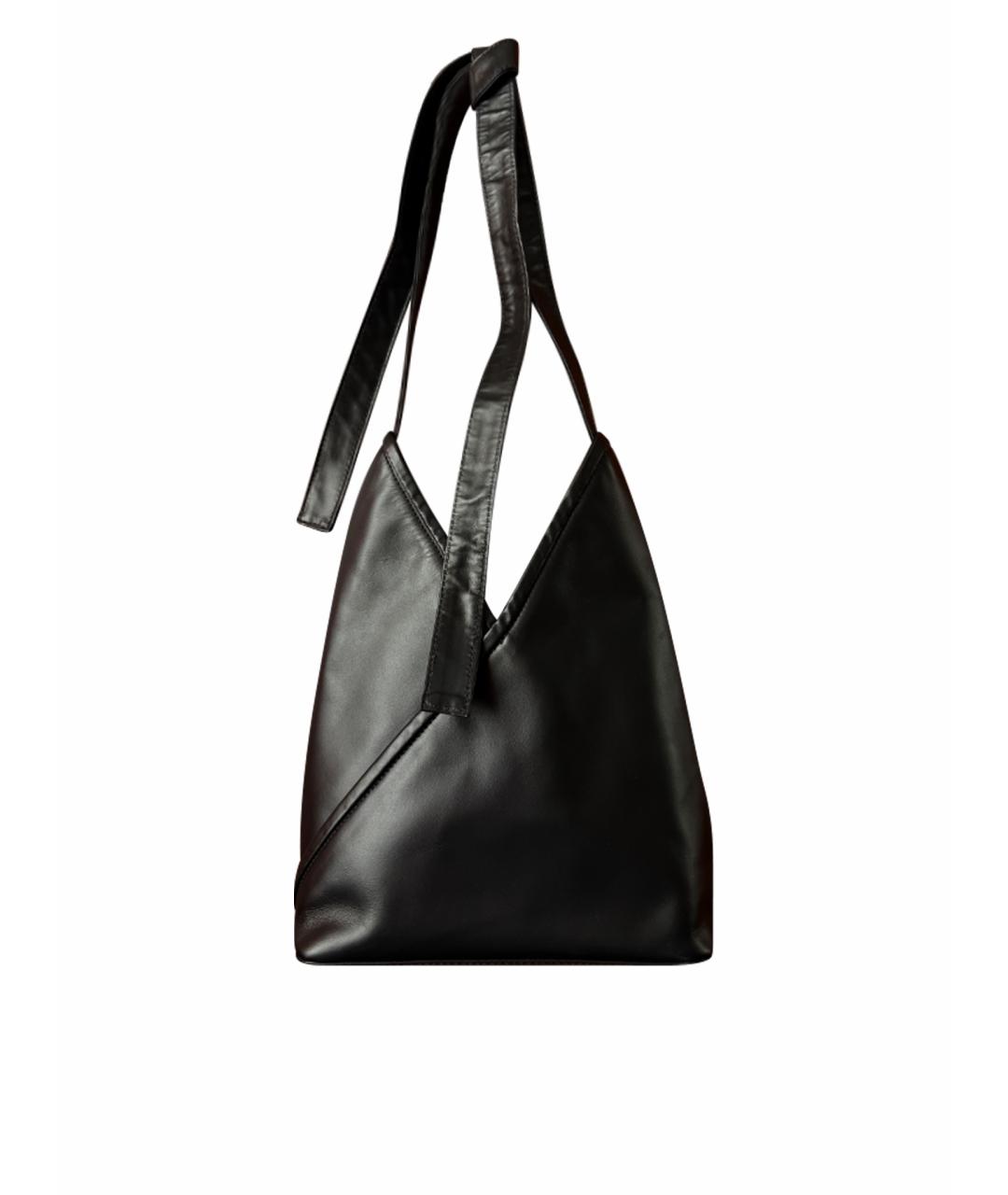 MM6 MAISON MARGIELA Черная кожаная пляжная сумка, фото 1