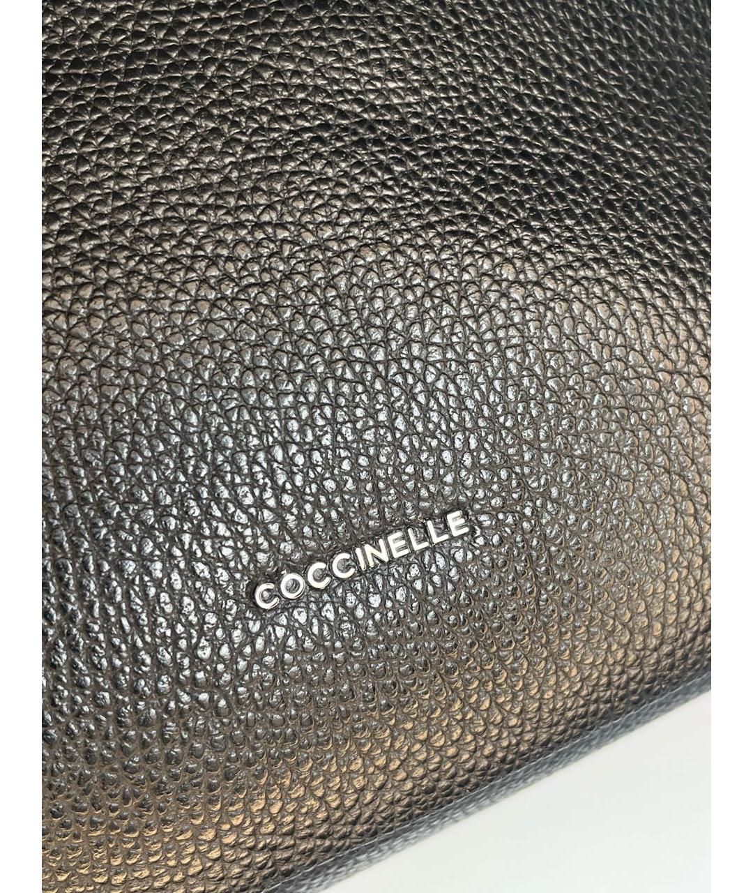 COCCINELLE Черная кожаная сумка с короткими ручками, фото 4