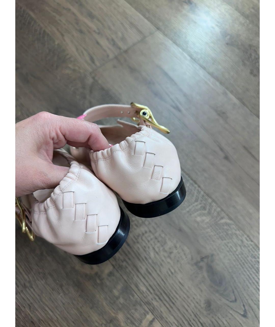 BOTTEGA VENETA Розовые кожаные балетки, фото 4