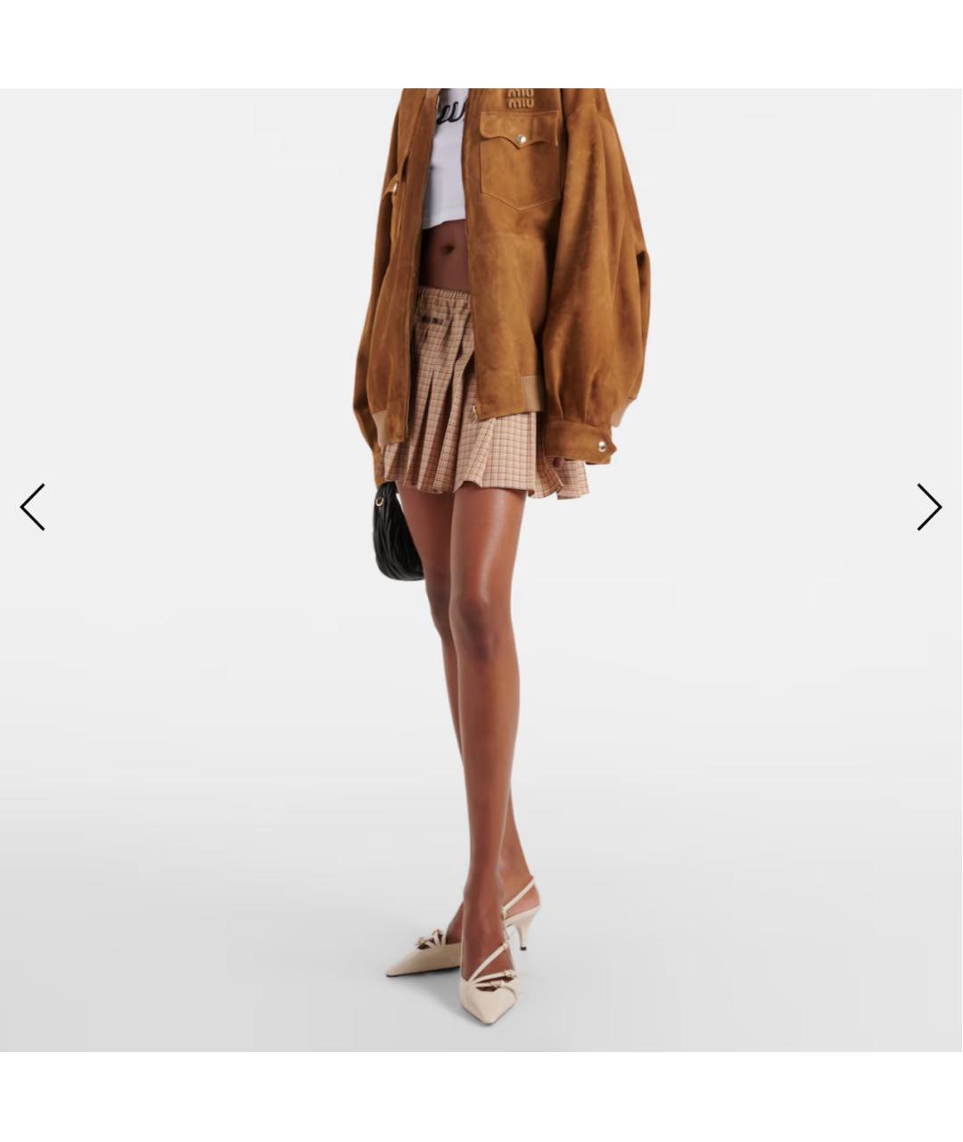 MIU MIU Бежевые лодочки на низком каблуке из лакированной кожи, фото 6