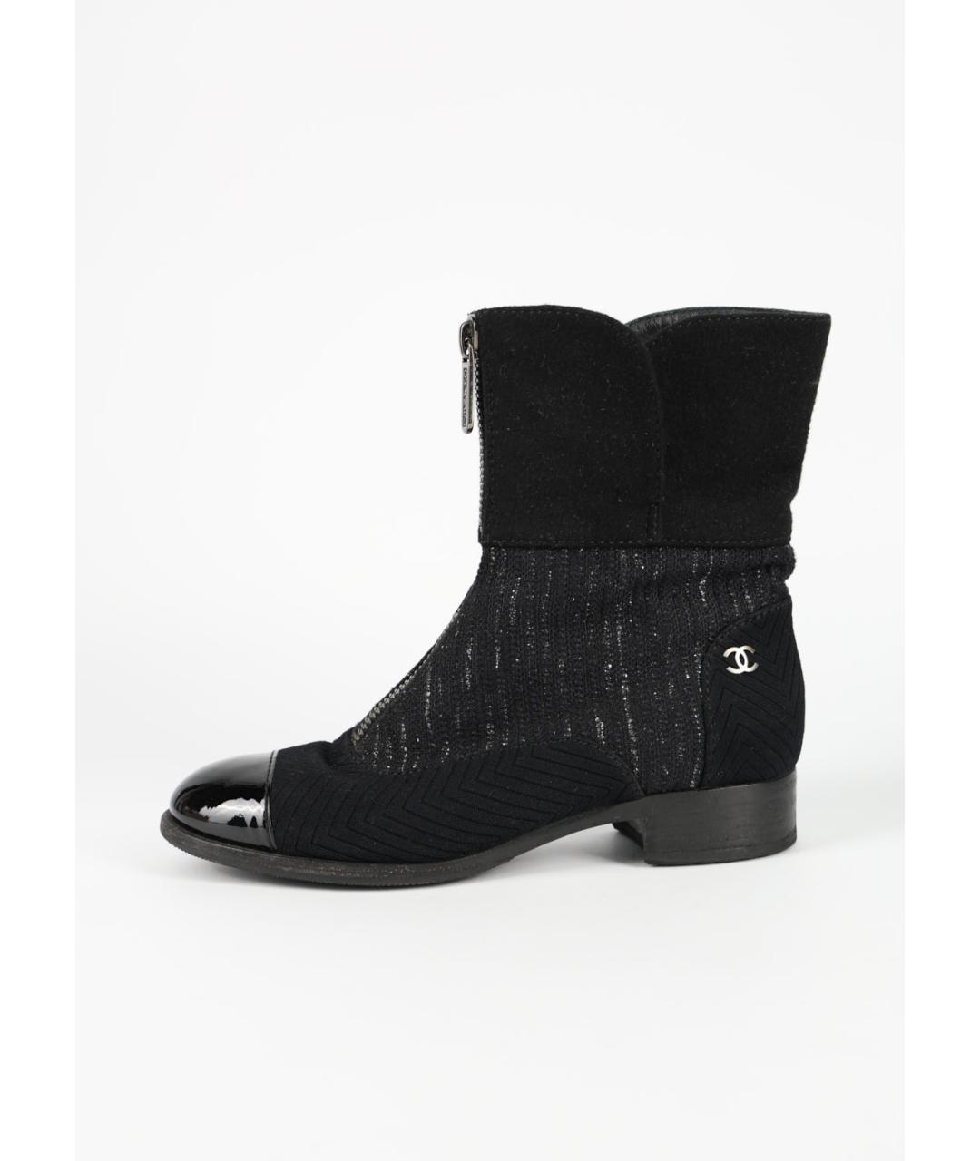 CHANEL Черные текстильные полусапоги, фото 6
