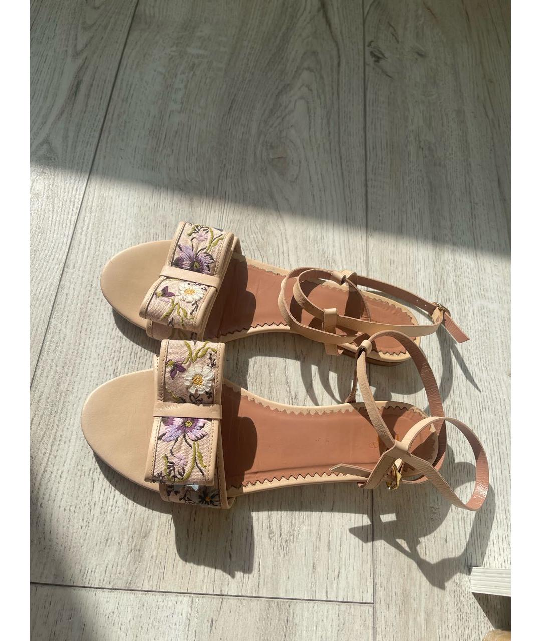 RED VALENTINO Бежевые босоножки, фото 4
