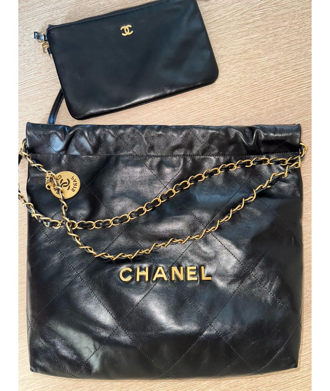 CHANEL Черная кожаная сумка тоут, фото 2