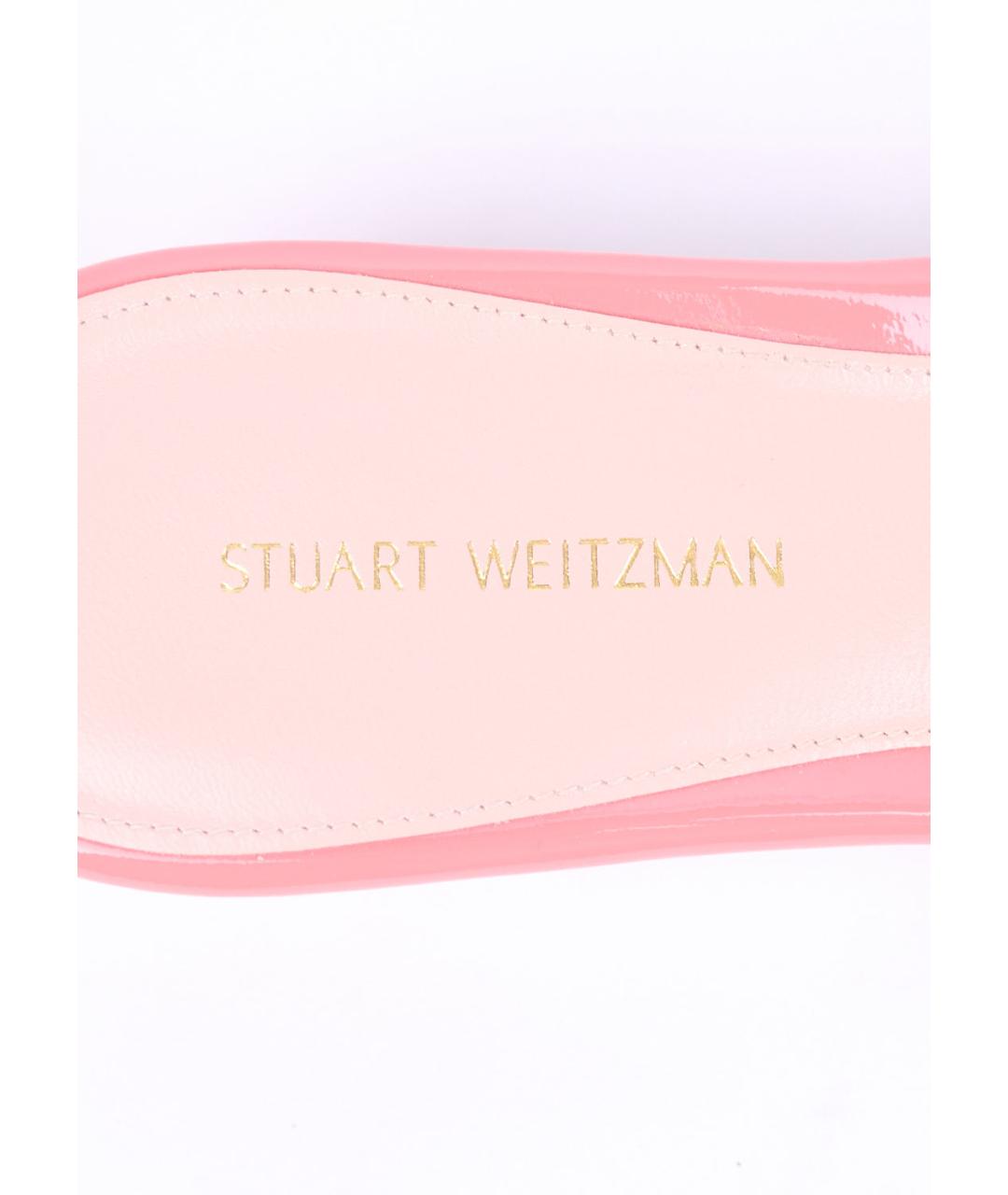 STUART WEITZMAN Розовые сабо из лакированной кожи, фото 5