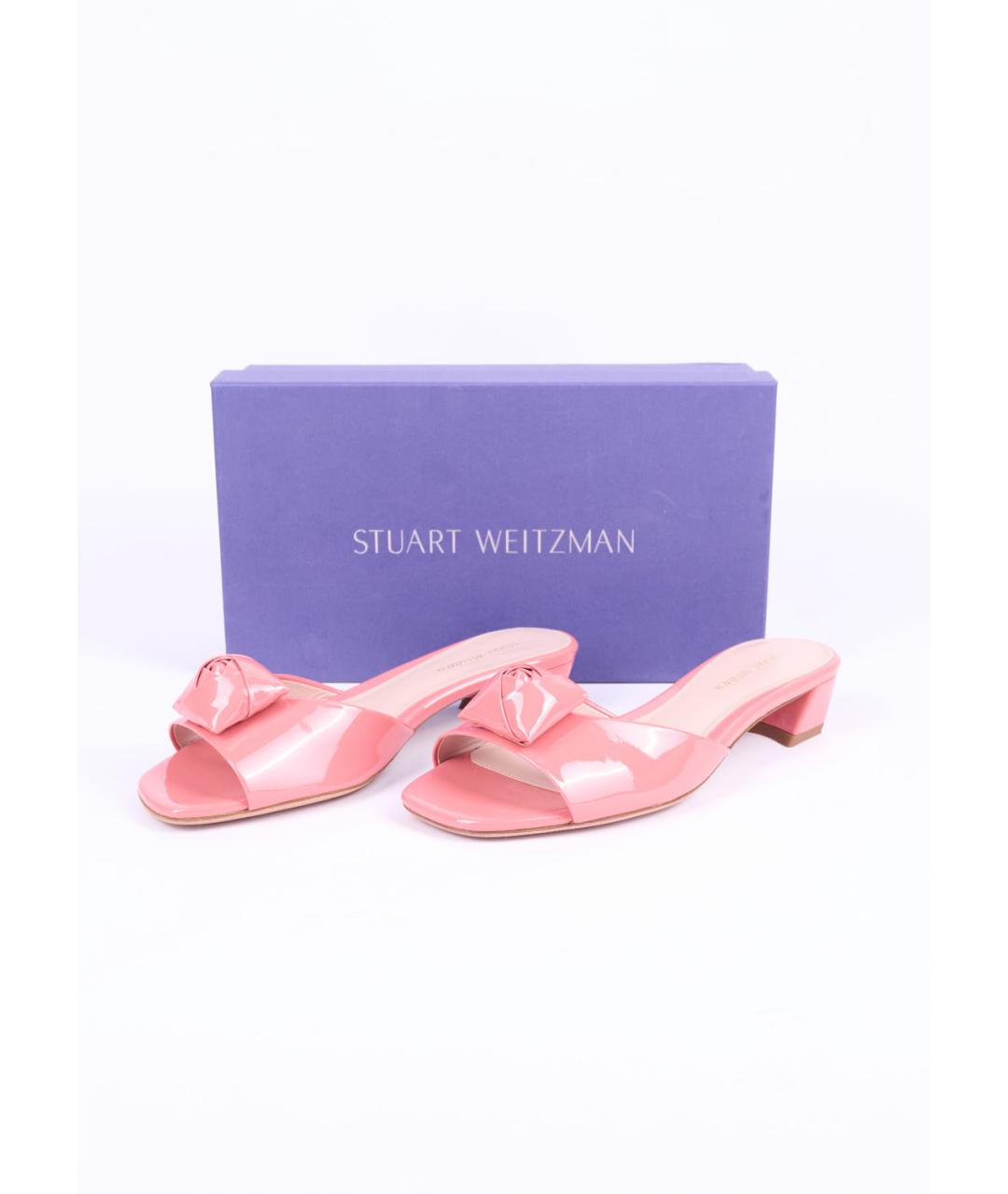 STUART WEITZMAN Розовые сабо из лакированной кожи, фото 6