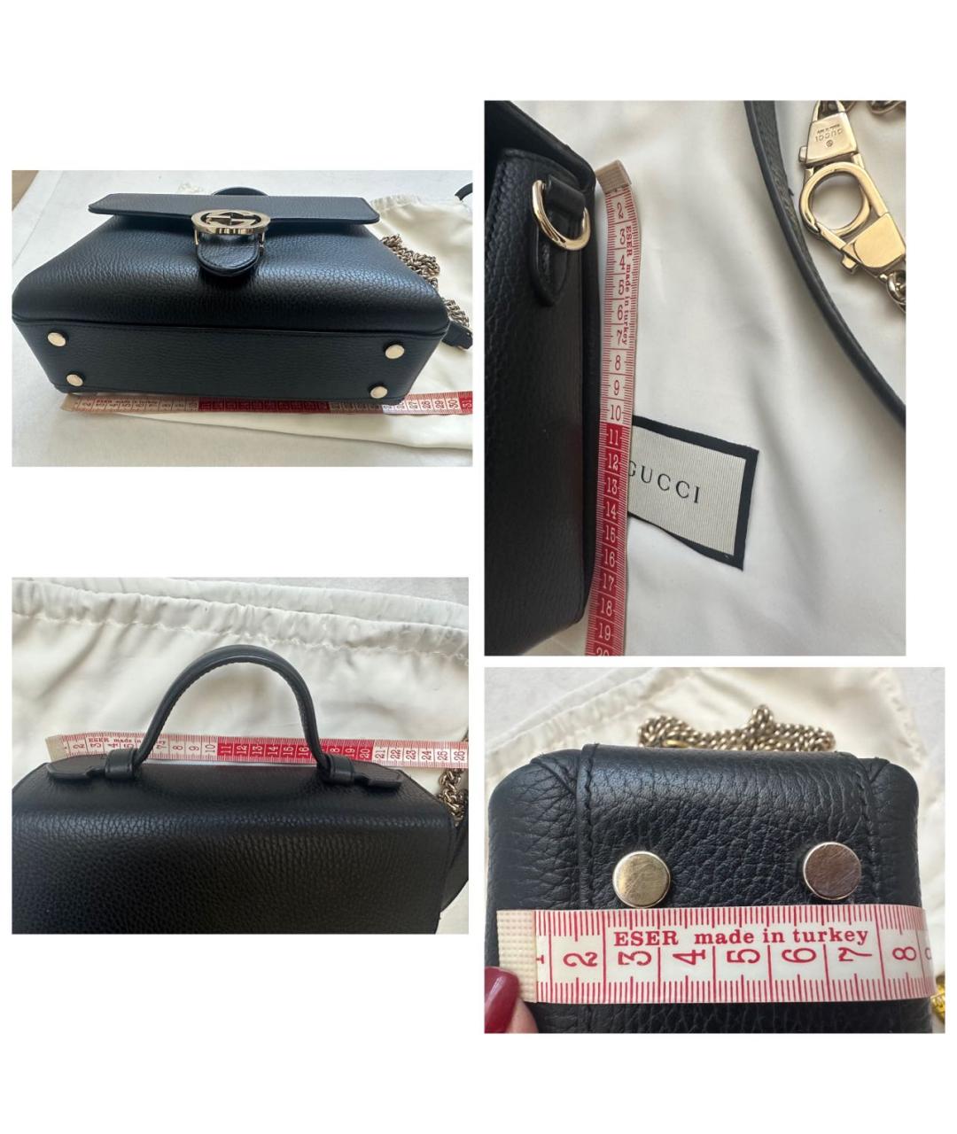 GUCCI Черная кожаная сумка с короткими ручками, фото 6