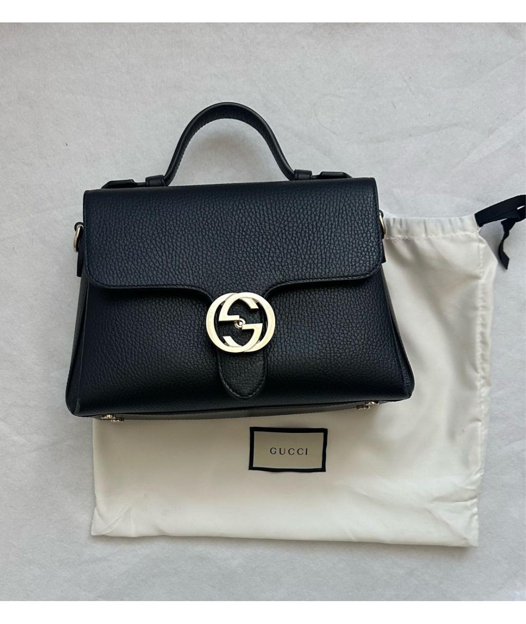 GUCCI Черная кожаная сумка с короткими ручками, фото 9