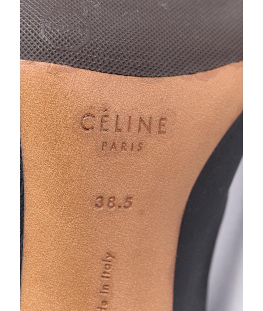 CELINE Черные кожаные ботфорты, фото 4
