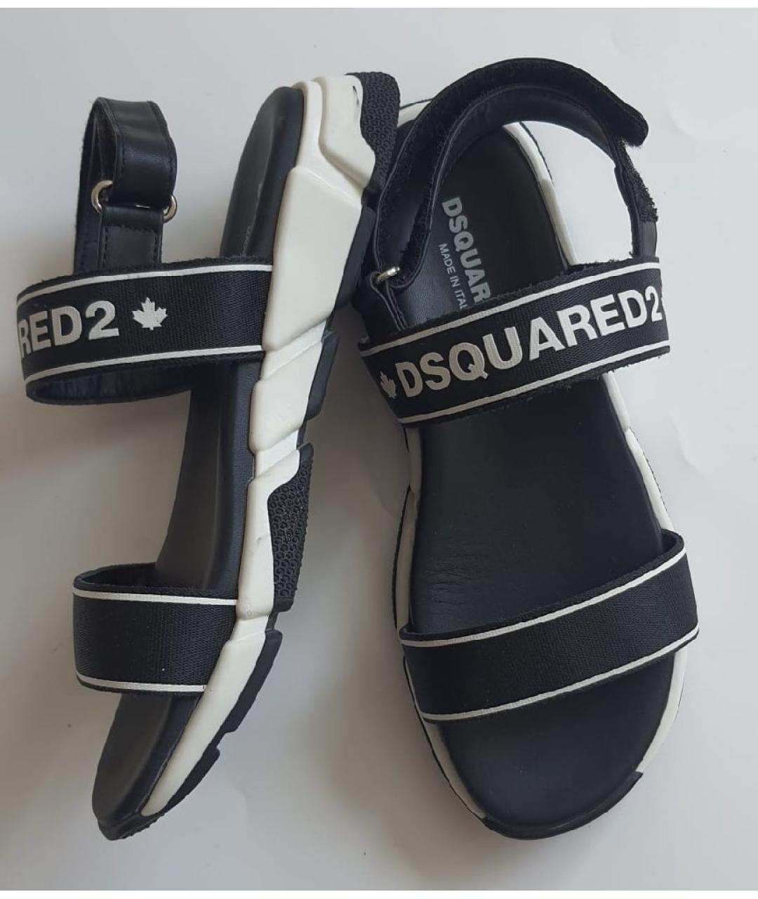 DSQUARED2 Черные кожаные сандалии, фото 4