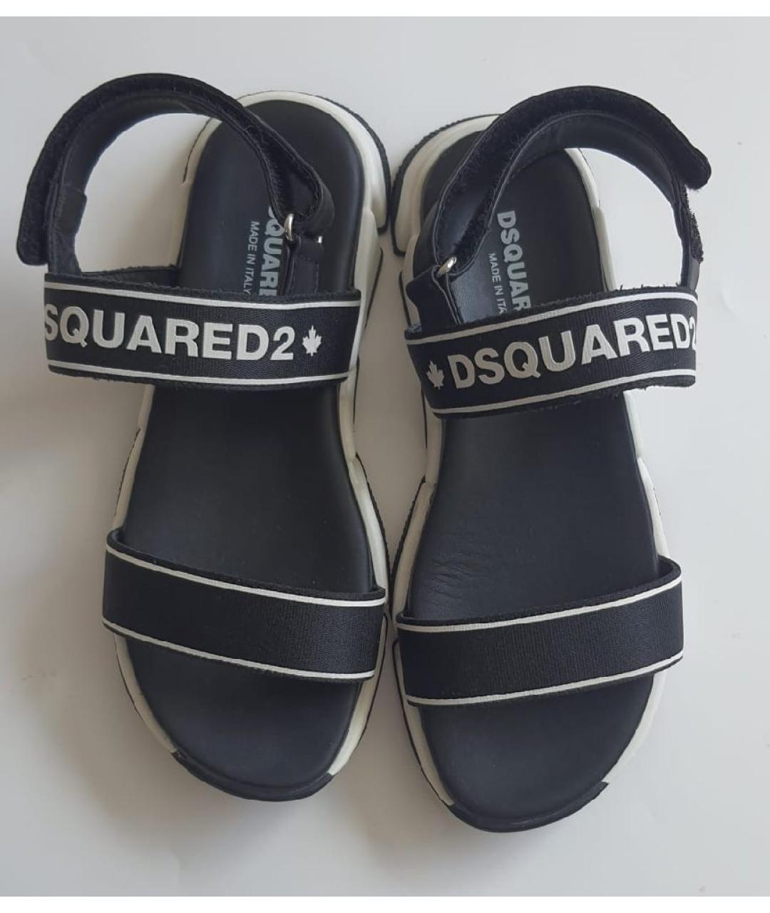 DSQUARED2 Черные кожаные сандалии, фото 2