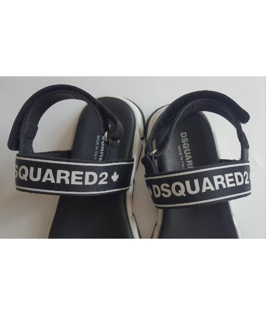 DSQUARED2 Черные кожаные сандалии, фото 5