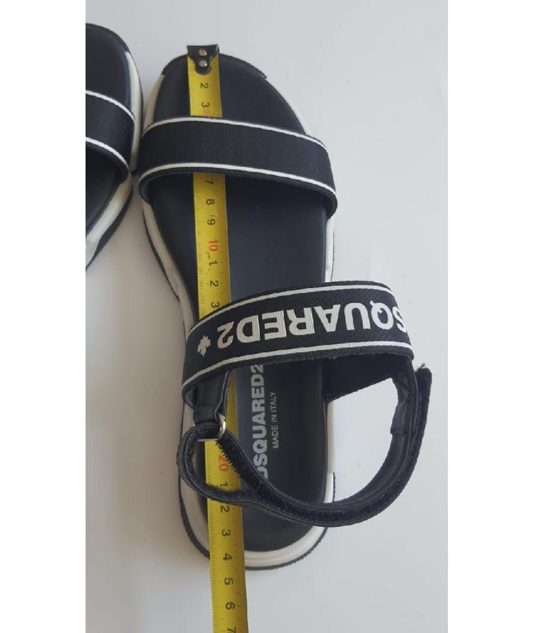 DSQUARED2 Черные кожаные сандалии, фото 8