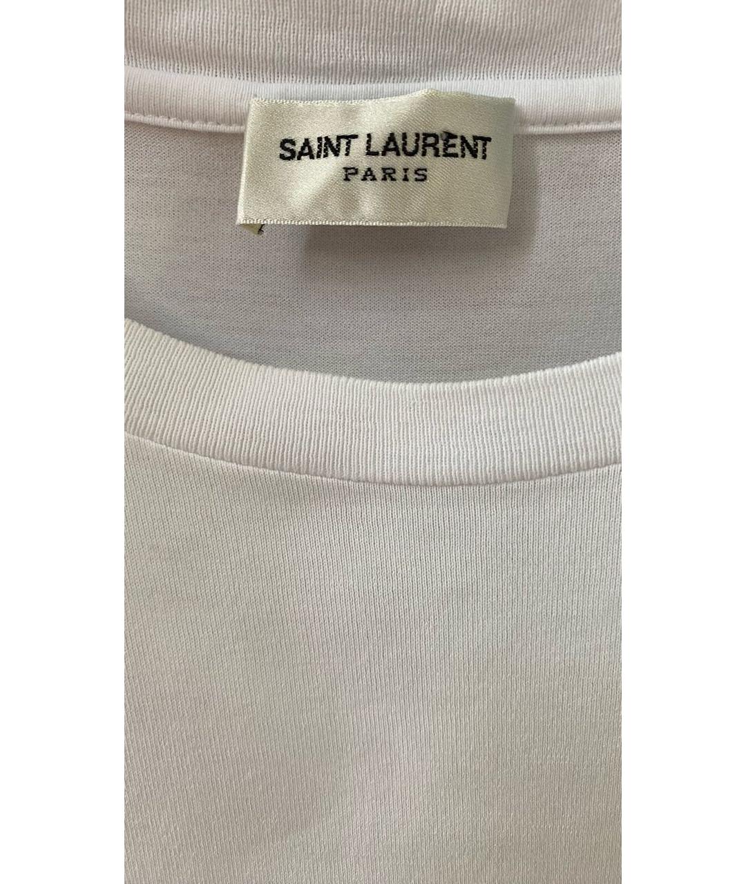 SAINT LAURENT Белая хлопковая футболка, фото 3