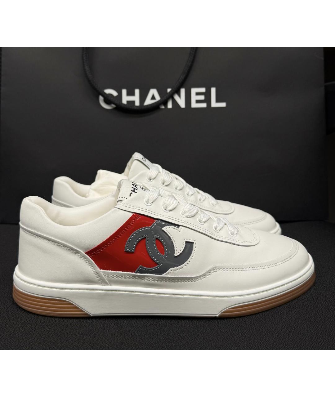 CHANEL Белые кожаные кеды, фото 4