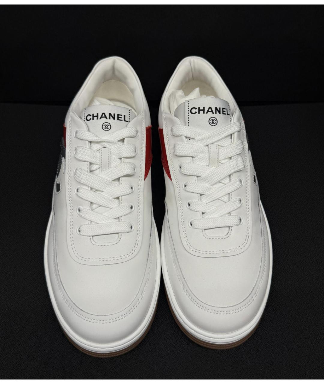 CHANEL Белые кожаные кеды, фото 3