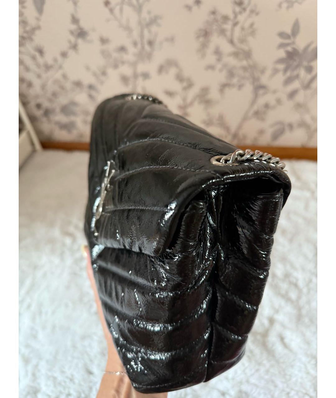 SAINT LAURENT Черная сумка через плечо из лакированной кожи, фото 4