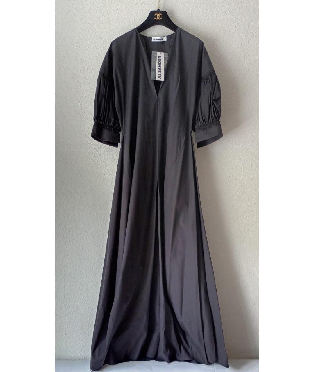 JIL SANDER Черное хлопковое повседневное платье, фото 8