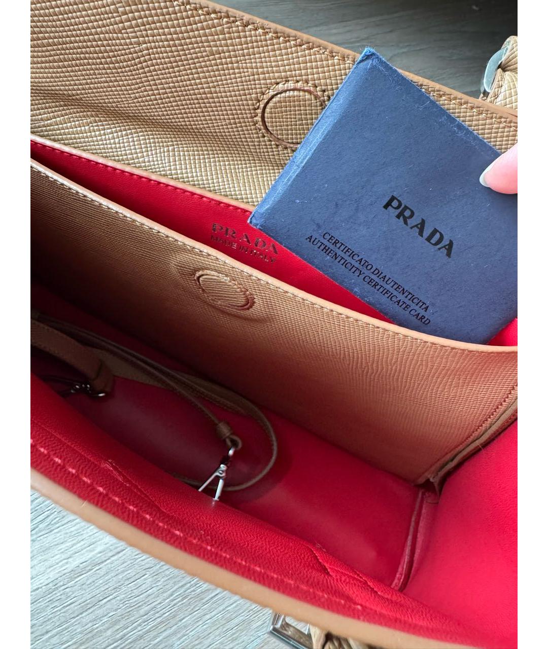 PRADA Коричневая кожаная сумка тоут, фото 4