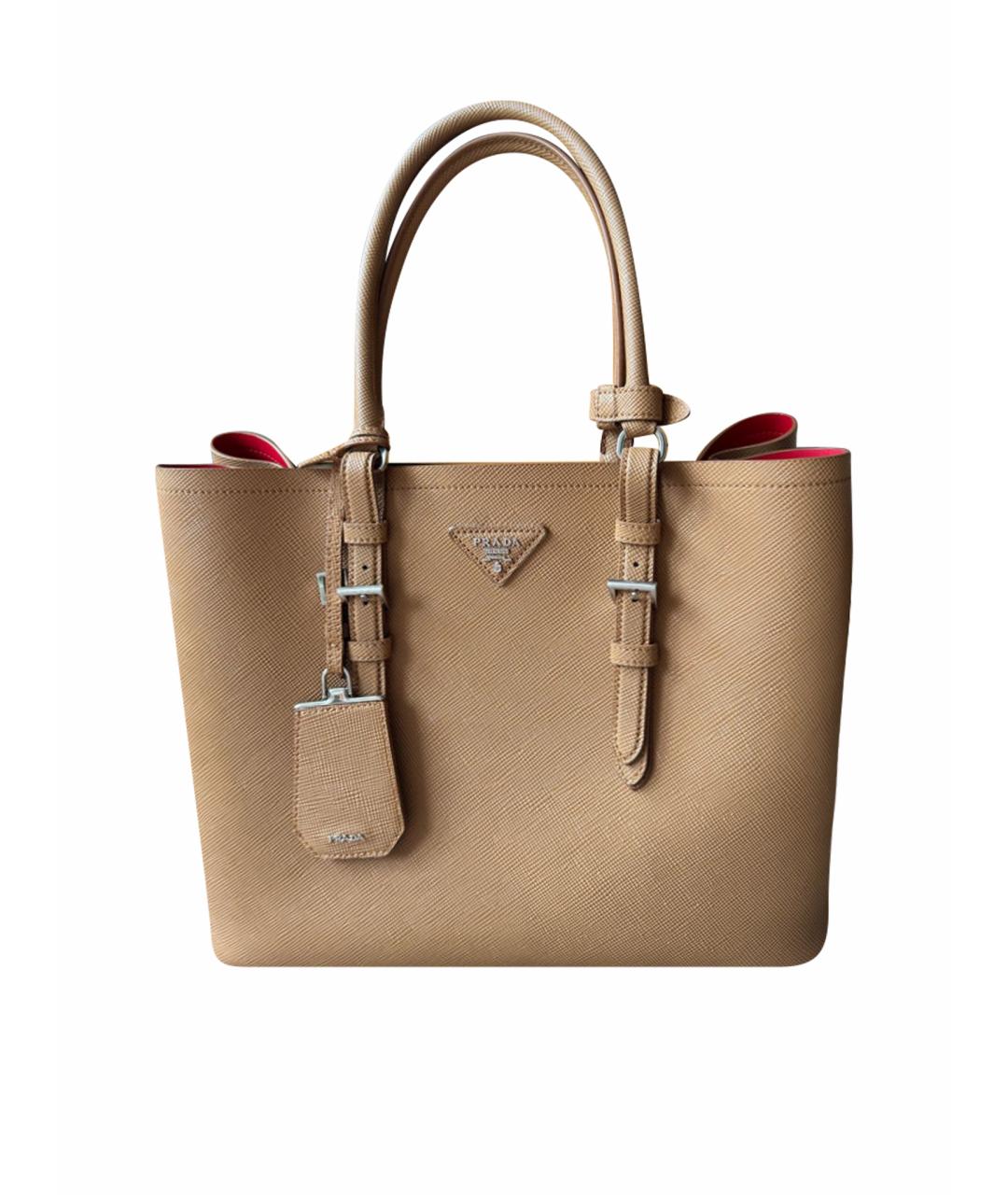 PRADA Коричневая кожаная сумка тоут, фото 1