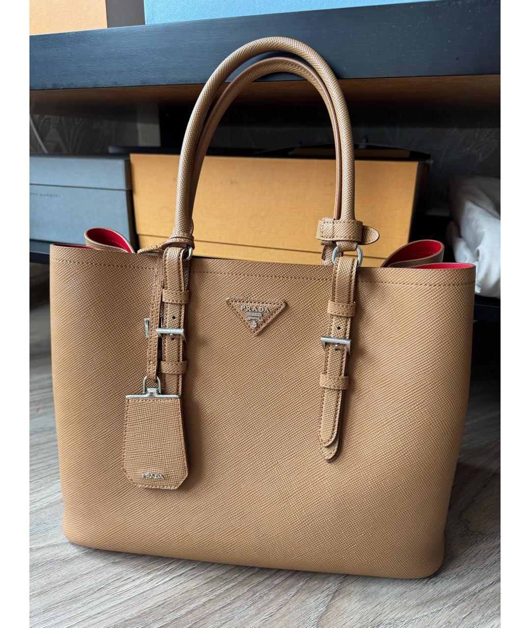 PRADA Коричневая кожаная сумка тоут, фото 5