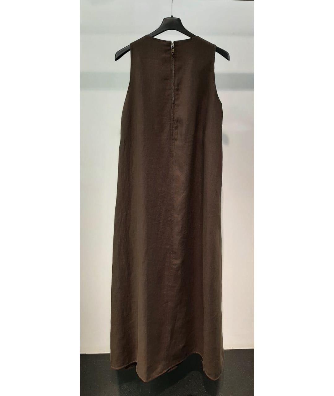 MAX MARA Коричневое льняное повседневное платье, фото 2
