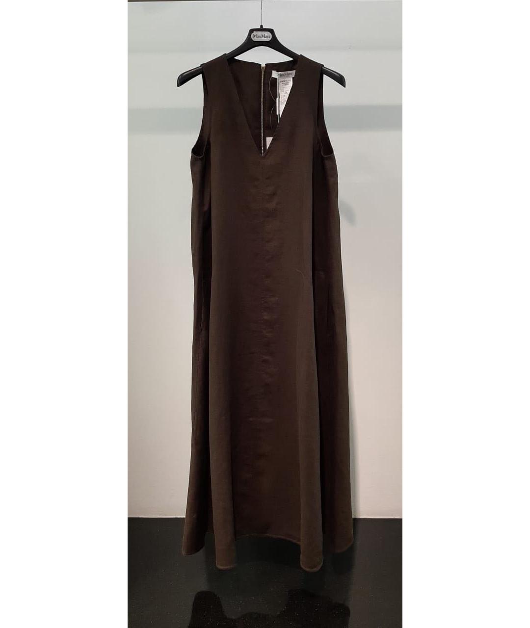 MAX MARA Коричневое льняное повседневное платье, фото 3