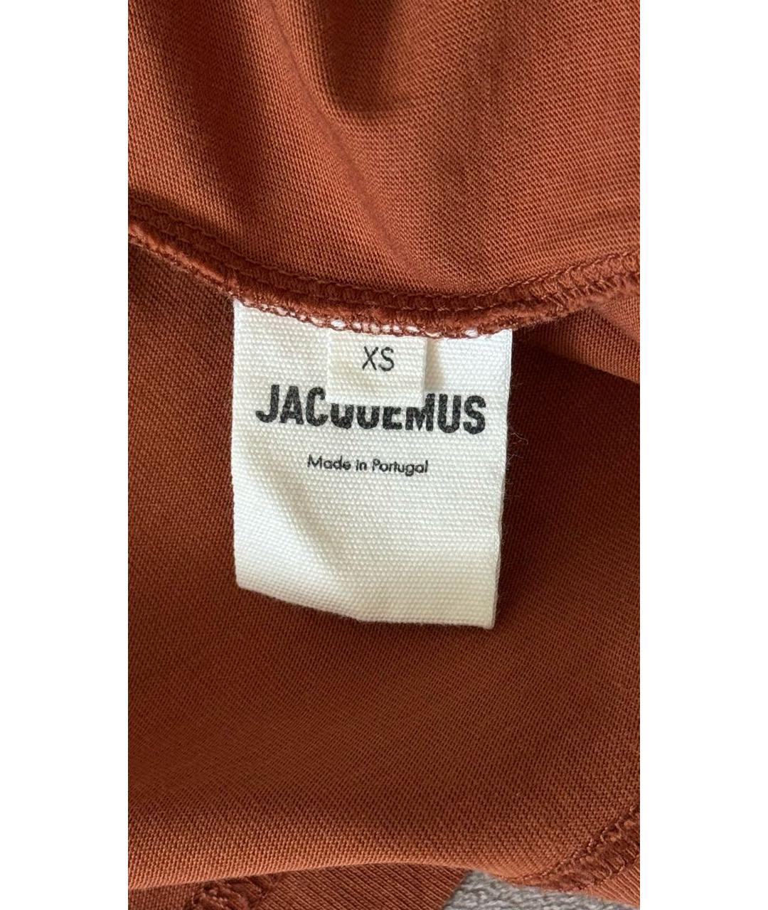JACQUEMUS Коричневая хлопковая футболка, фото 4