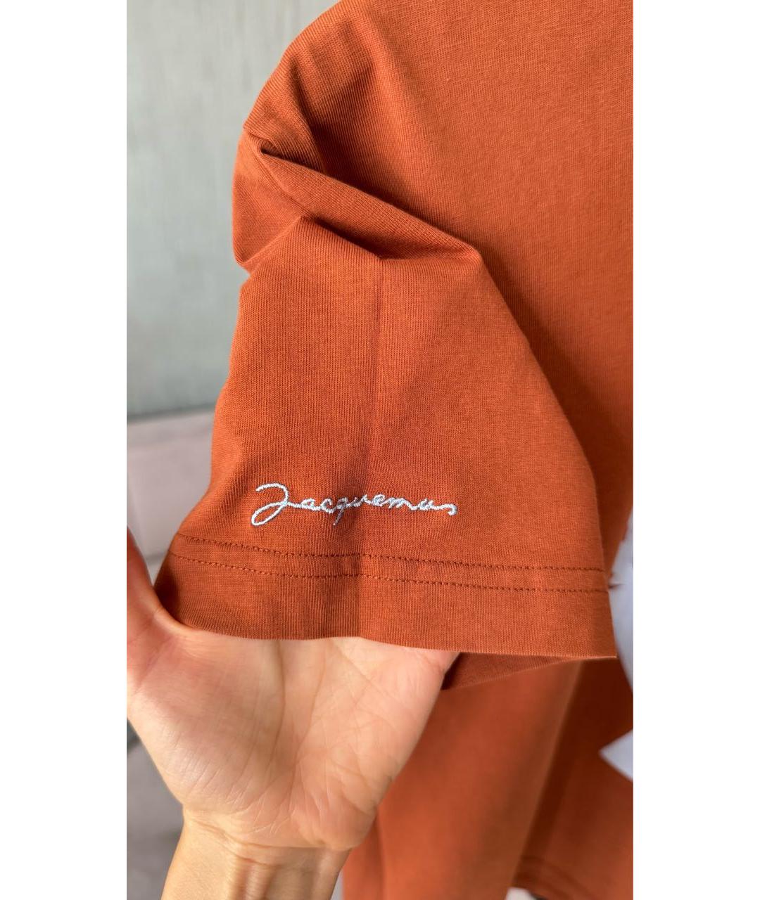 JACQUEMUS Коричневая хлопковая футболка, фото 3
