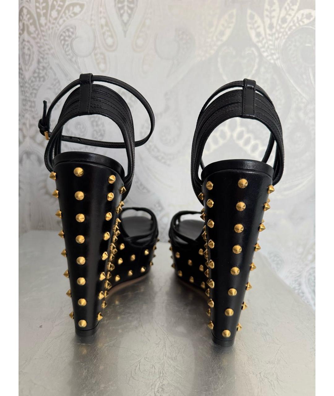 GUCCI Черные кожаные босоножки, фото 4