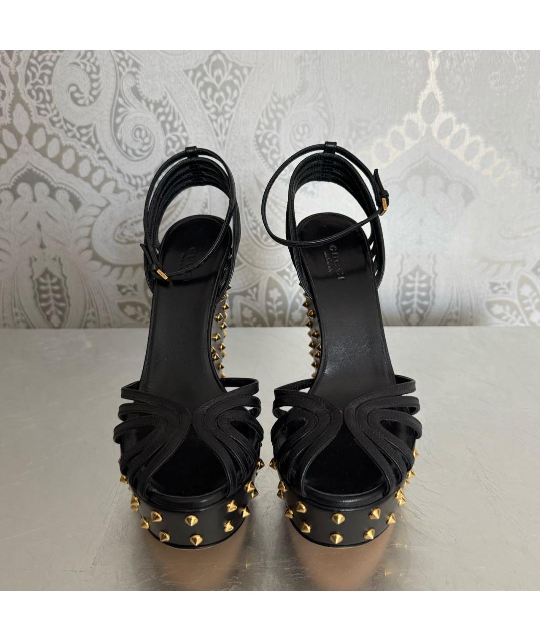GUCCI Черные кожаные босоножки, фото 2
